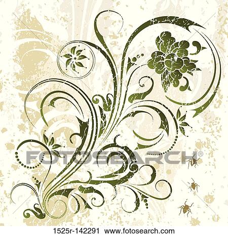 Grunge floral background View Large Illustration Clip Art - Grunge floral background. Fotosearch