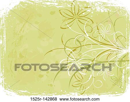 Grunge floral background, elements for design, vector View Large Illustration Stock Illustration - Grunge floral background, elements for design, vector. Fotosearch