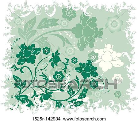 Grunge floral background, elements for design, vector View Large Illustration Stock Illustration - Grunge floral background, elements for design, vector. Fotosearch