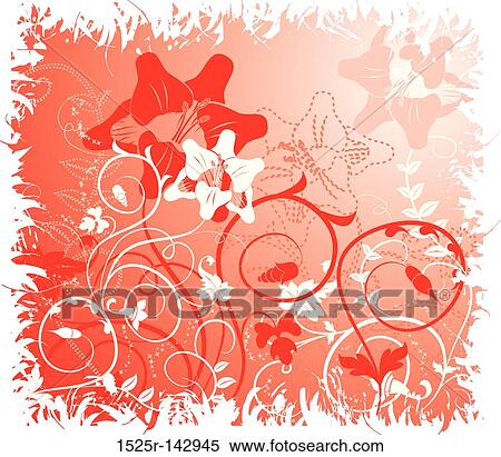 Grunge floral background, elements for design, vector View Large Illustration Stock Illustration - Grunge floral background, elements for design, vector. Fotosearch