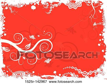 Grunge floral background, elements for design, vector View Large Illustration Stock Illustration - Grunge floral background, elements for design, vector. Fotosearch