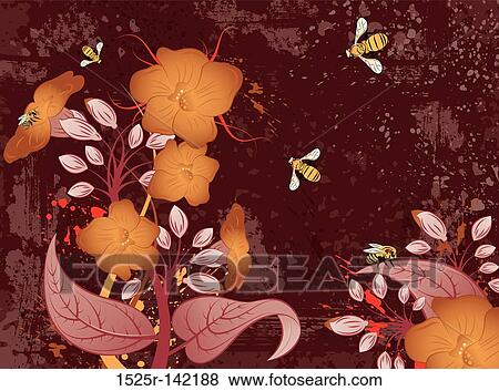 Grunge floral background View Large Illustration Stock Illustration - Grunge floral background. Fotosearch