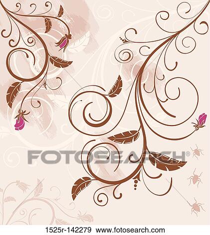 Grunge floral background View Large Illustration Stock Illustration - Grunge floral background. Fotosearch