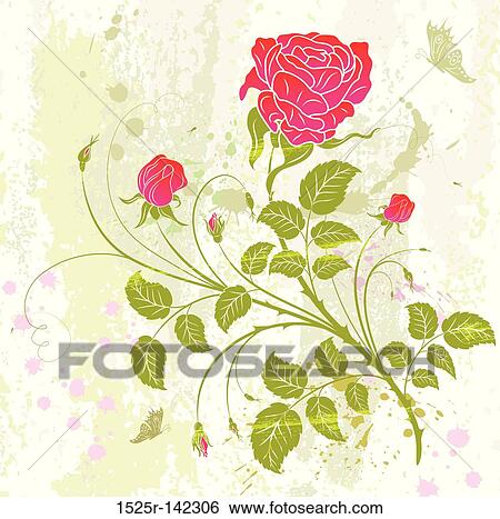 Grunge floral background View Large Illustration Stock Illustration - Grunge floral background. Fotosearch
