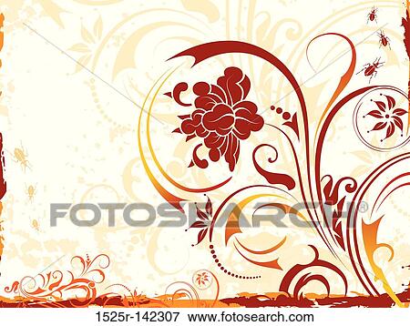 Grunge floral background View Large Illustration Stock Illustration - Grunge floral background. Fotosearch