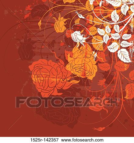 Grunge floral background View Large Illustration Stock Illustration - Grunge floral background. Fotosearch