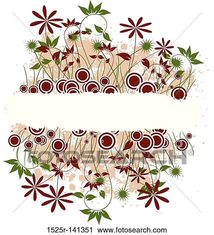 Clip Art - Grunge floral background, vector. Fotosearch