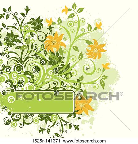 Grunge floral background, vector View Large Illustration Clip Art - Grunge floral background, vector. Fotosearch