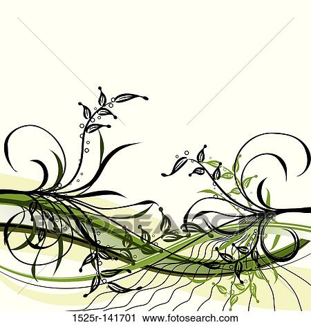Clip Art - Grunge floral background, vector. Fotosearch