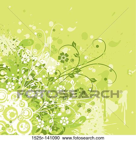 Clipart - Grunge floral background, vector. Fotosearch