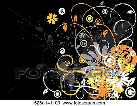 Clipart - Grunge floral background, vector. Fotosearch