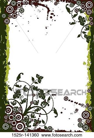 Clipart - Grunge floral background, vector. Fotosearch