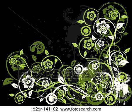 Grunge floral background, vector View Large Illustration Drawing - Grunge floral background, vector. Fotosearch