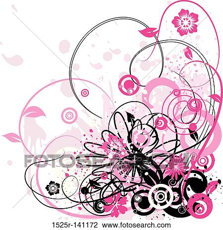 Drawing - Grunge floral background, vector. Fotosearch