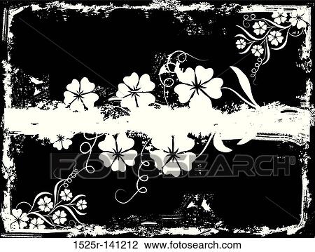 Drawing - Grunge floral background, vector. Fotosearch