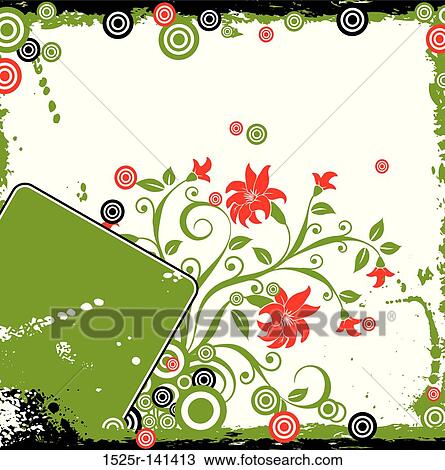 Grunge floral background, vector View Large Illustration Drawing - Grunge floral background, vector. Fotosearch