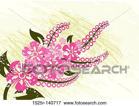 Stock Illustration - Grunge floral background, vector. Fotosearch