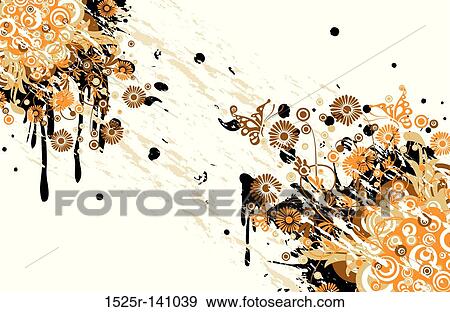 Grunge floral background, vector View Large Illustration Stock Illustration - Grunge floral background, vector. Fotosearch