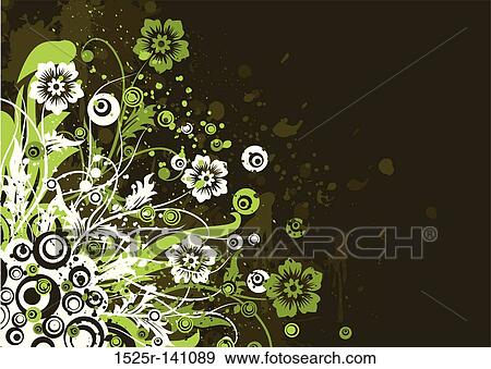 Stock Illustration - Grunge floral background, vector. Fotosearch