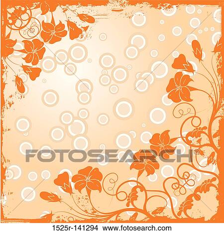 Stock Illustration - Grunge floral background, vector. Fotosearch