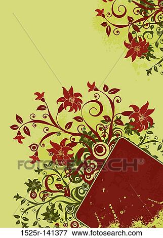 Grunge floral background, vector View Large Illustration Stock Illustration - Grunge floral background, vector. Fotosearch