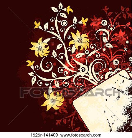 Grunge floral background, vector View Large Illustration Stock Illustration - Grunge floral background, vector. Fotosearch