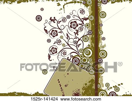 Stock Illustration - Grunge floral background, vector. Fotosearch