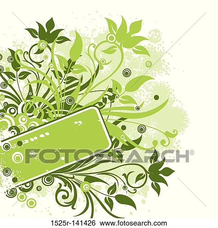 Stock Illustration - Grunge floral background, vector. Fotosearch