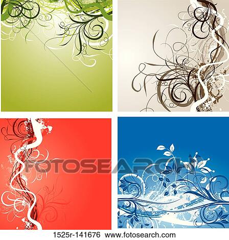 Stock Illustration - Grunge floral background, vector. Fotosearch