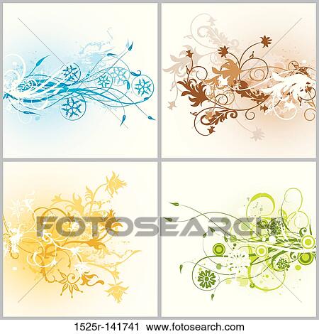 Grunge floral backgrounds, vector View Large Illustration Clip Art - Grunge floral backgrounds, vector. Fotosearch