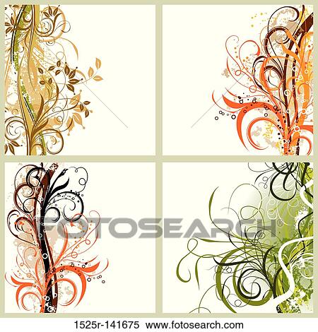 Stock Illustration - Grunge floral backgrounds, vector. Fotosearch