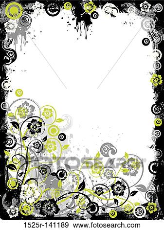 Grunge floral border, vector View Large Illustration Stock Illustration - Grunge floral border, vector. Fotosearch