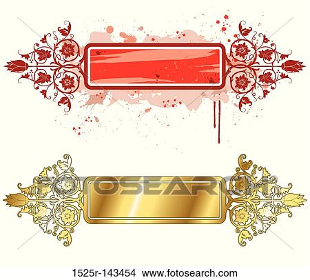 Stock Illustration - Grunge floral frame. Fotosearch