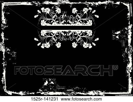 Grunge floral frame, vector View Large Illustration Clip Art - Grunge floral frame, vector. Fotosearch