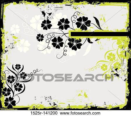 Clipart - Grunge floral frame, vector. Fotosearch