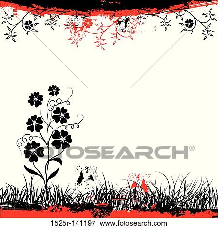 Stock Illustration - Grunge floral frame, vector. Fotosearch