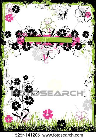Grunge floral frame, vector View Large Illustration Stock Illustration - Grunge floral frame, vector. Fotosearch