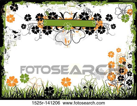 Grunge floral frame, vector View Large Illustration Stock Illustration - Grunge floral frame, vector. Fotosearch