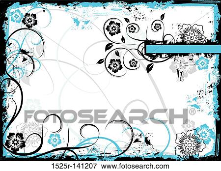 Grunge floral frame, vector View Large Illustration Stock Illustration - Grunge floral frame, vector. Fotosearch