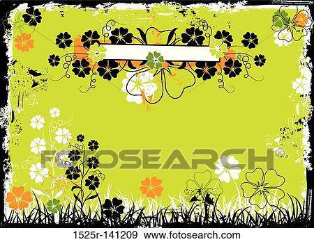 Grunge floral frame, vector View Large Illustration Stock Illustration - Grunge floral frame, vector. Fotosearch