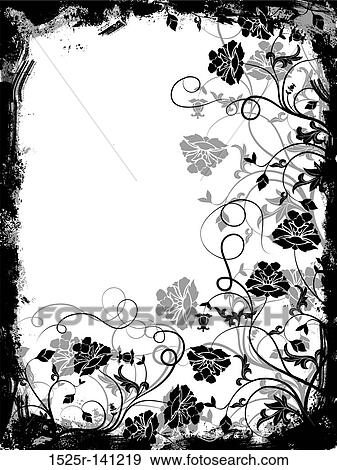 Stock Illustration - Grunge floral frame, vector. Fotosearch