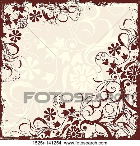 Stock Illustration - Grunge floral frame, vector. Fotosearch