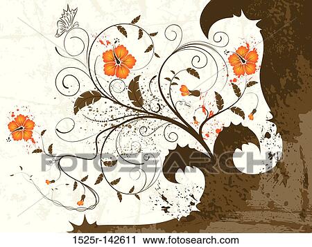 Grunge flower background View Large Illustration Clip Art - Grunge flower background. Fotosearch