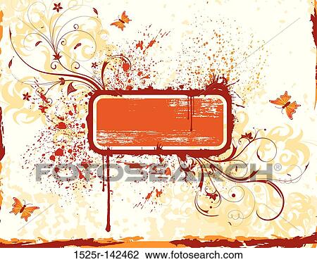 Grunge flower background View Large Illustration Drawing - Grunge flower background. Fotosearch
