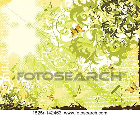 Grunge flower background View Large Illustration Drawing - Grunge flower background. Fotosearch
