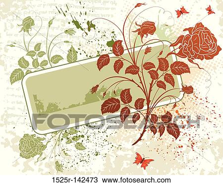 Grunge flower background View Large Illustration Drawing - Grunge flower background. Fotosearch