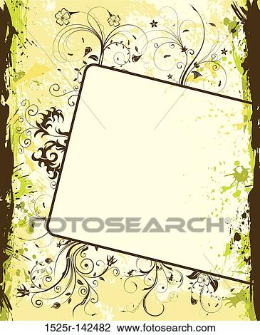 Grunge flower background View Large Illustration Drawing - Grunge flower background. Fotosearch