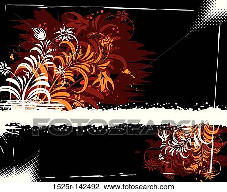 Grunge flower background View Large Illustration Drawing - Grunge flower background. Fotosearch