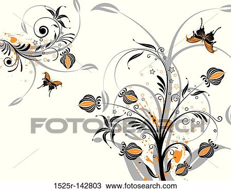 Grunge flower background View Large Illustration Drawing - Grunge flower background. Fotosearch