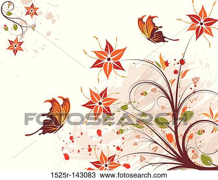 Drawing - Grunge flower background. Fotosearch